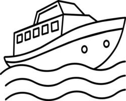 Boat Vehicle Coloring Page for Kids. Vehicles line art for coloring book vector
