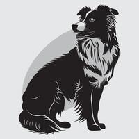 plano ilustración de perro silueta vector