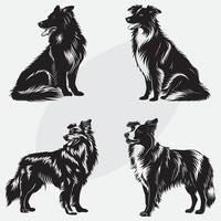 plano ilustración de perro silueta vector