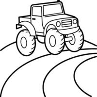 Monster Truck Coloring Pages For Kids. Monster Truck Line Art. Monster Truck Outline vector