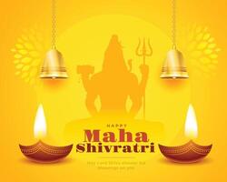 decorative hindu festival maha shivratri greeting background vector