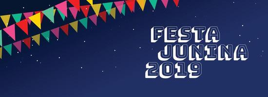 festa junina 2019 festival celebracion bandera vector