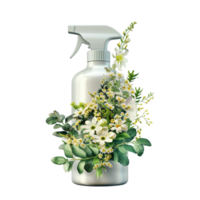 Generated AI Spray Disinfectant with flower isolated on transparent background png