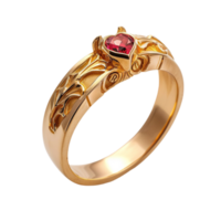 Generated AI Symbolic gold Eura ring with ruby on transparent background png