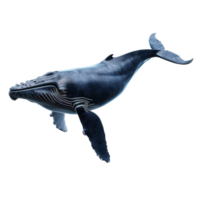 Generated AI Big blue whale on transparent background png