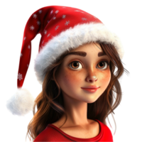 Generated AI cute santa girl with hat isolated on transparent background png