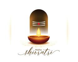 traditional maha shivratri greeting background with glowing diya vector