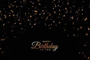 happy birthday party celebration poster with golden confetti decor vector