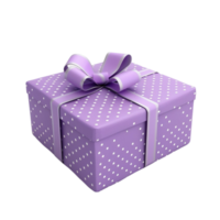 généré ai présent violet cadeau emballage boîte isolé sur transparent Contexte png