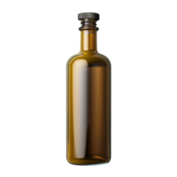 Generated AI Olive oil bottle, square shape of brown glass with black lid isolated on transparent background png