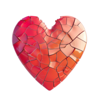 Generated AI Shattered red heart isolated on transparent background png