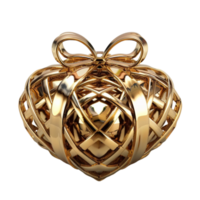 Generated AI Golden Heart Ornament isolated on transparent background png