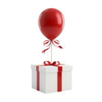 generiert ai 3d Weiß Weihnachten Geschenk Box mit rot hängend Ballon auf transparent Hintergrund png