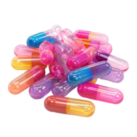 Generated AI 3d colourful pills drug on transparent background png