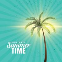 happy summer background with palm tree vector