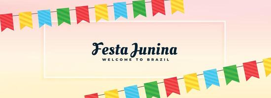 festa junina banner with flags decoration vector