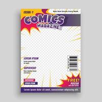 comic magazine cover template design vector