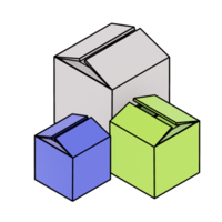 3d trendig isometrisk platt illustration av lådor png
