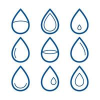 pack of isolated water droplet symbol in line art vector