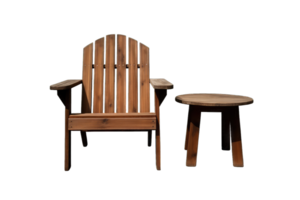 Wooden table and chair png