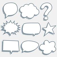 comic chat bubbles and expressions in sketch style vector