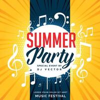 summer party flyer design with music notes vector