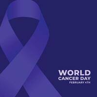 world cancer day blue poster with ribbon vector