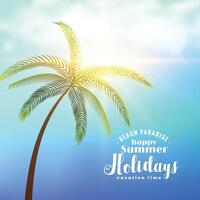 summer holidays sunny background with tropical tree vector