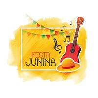 festa junina music guitar and cap background vector