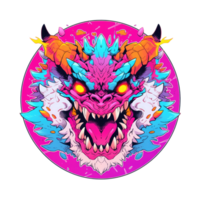 AI-Generated Dreadful Dragon in Circle Emblem for T-shirt Design, Free png