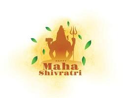 happy maha shivratri greeting background with lord shiva silhouette vector