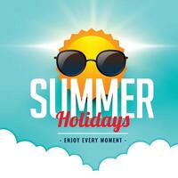 summer holidays background with sun wearing sunglasses vector