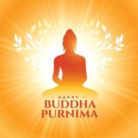 beautiful buddha or guru purnima religious background with light effect vector