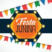 festa junina celebration light bulbs decoration vector