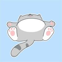 cartoon cat is laying down with its paws up vector