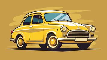 Retro Yellow Car Vintage Illustration vector