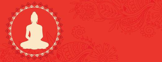 happy vesak day or buddha purnima red banner with text space vector