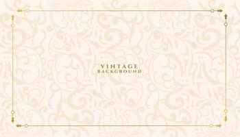 vintage style floral texture background with golden frame design vector