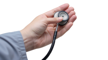 Hand holding a stethoscope isolated on transparent background png