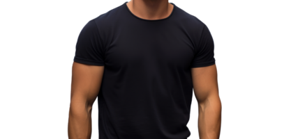 Young model wearing black t-shirt on street in daylight, Shirt mockup template png