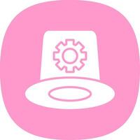 sombrero blanco glifo curva icono diseño vector