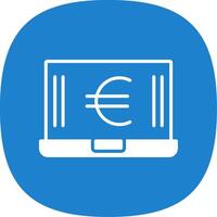 Euro Laptop Glyph Curve Icon Design vector