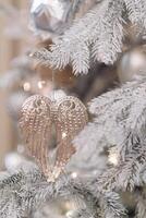 Christmas decorations in silver and gold colors photo