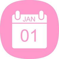 January Glyph Curve Icon Design vector