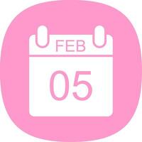 February Glyph Curve Icon Design vector
