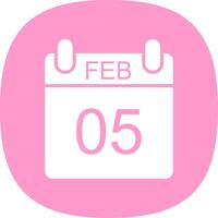 February Glyph Curve Icon Design vector