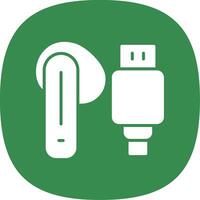 Earbud Glyph Curve Icon Design vector