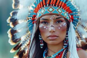 Portrait of american indian in national dress Portrait of american indian in national dress photo