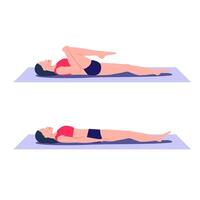 Single knee to chest exercise. Stretch out and relieve tension in lower back, hamstrings, and gluteus. vector