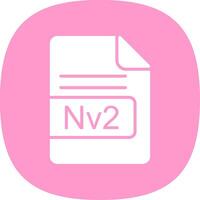 Nv2 File Format Glyph Curve Icon Design vector